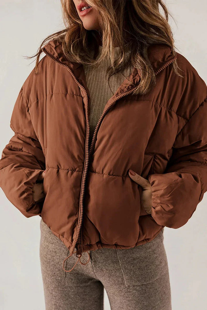 Jade | Women's Puffer Jacket with Thick Insulation and Stand-Up Collar-Metro Lane Plaza