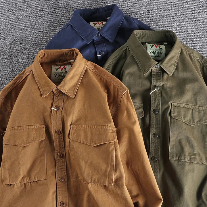 Men's Long Sleeve Button-Down Shirt-Metro Lane Plaza