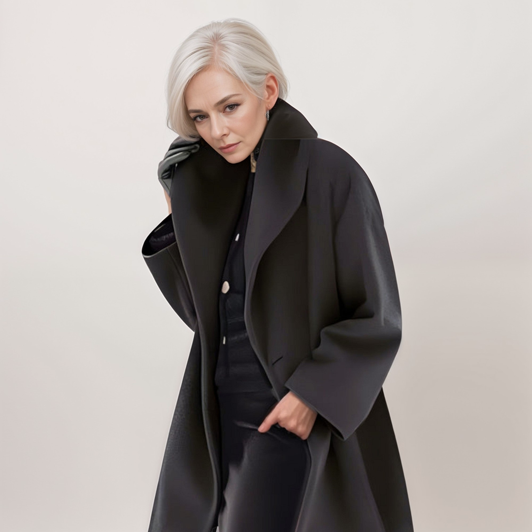 Abrigo de invierno extragrande para mujer, abierto por delante y con cuello chal