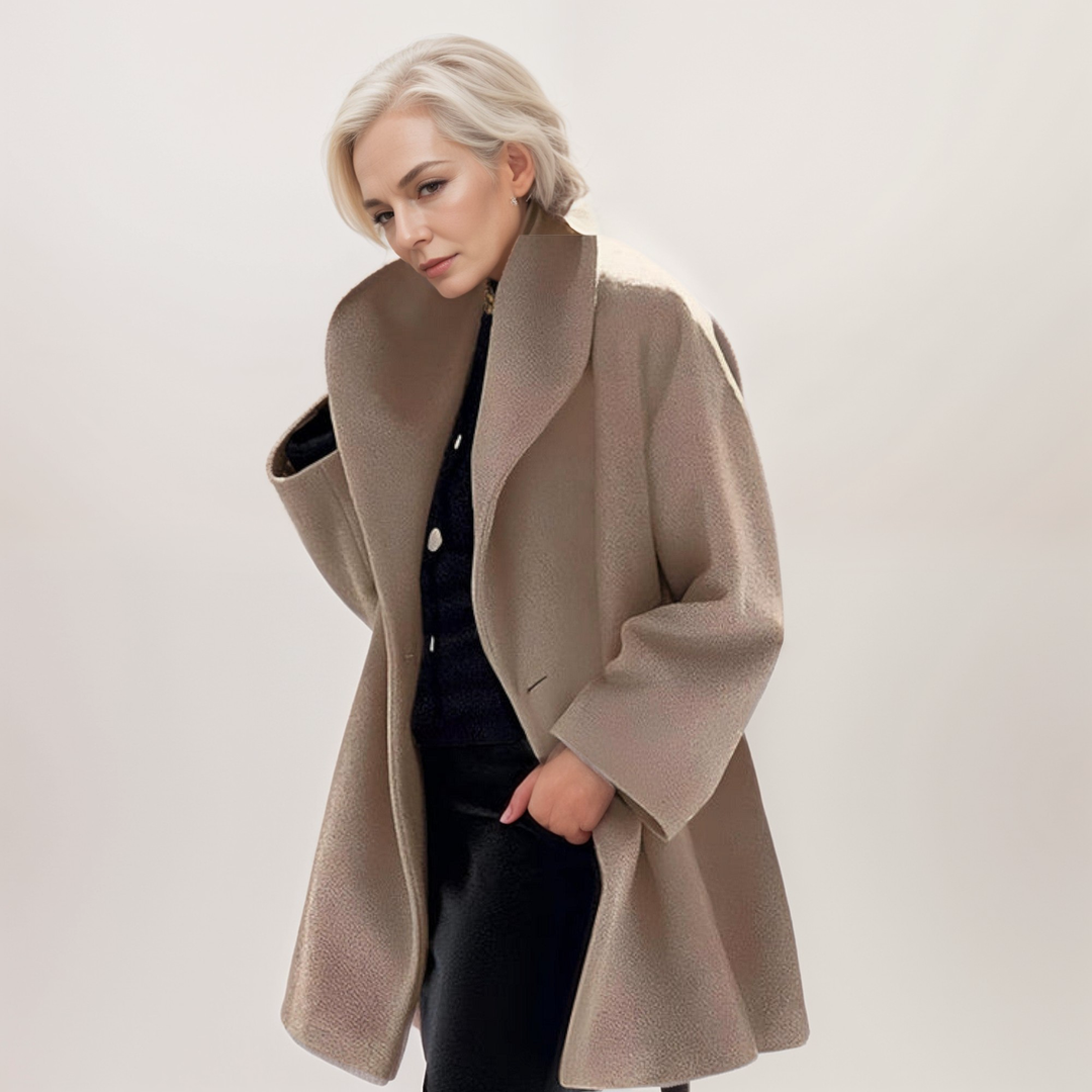 Abrigo de invierno extragrande para mujer, abierto por delante y con cuello chal