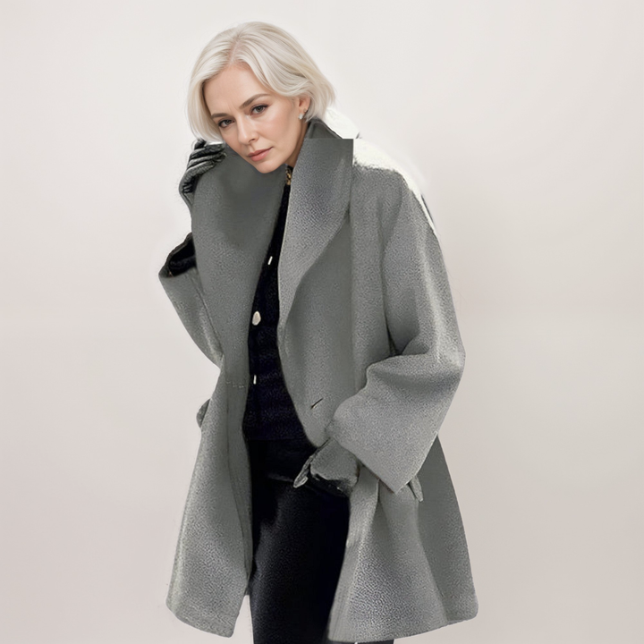 Abrigo de invierno extragrande para mujer, abierto por delante y con cuello chal