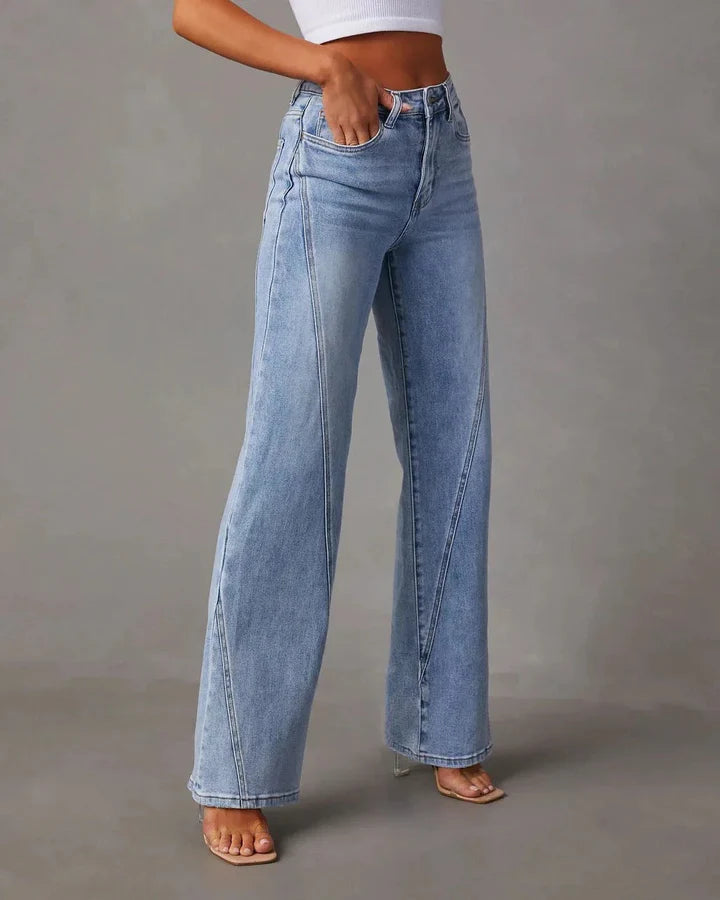 Jazz | Women's Oversized High Waisted Jeans with Ruffled Details-Metro Lane Plaza