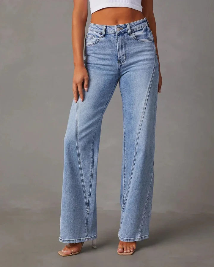 Jazz | Women's Oversized High Waisted Jeans with Ruffled Details-Metro Lane Plaza