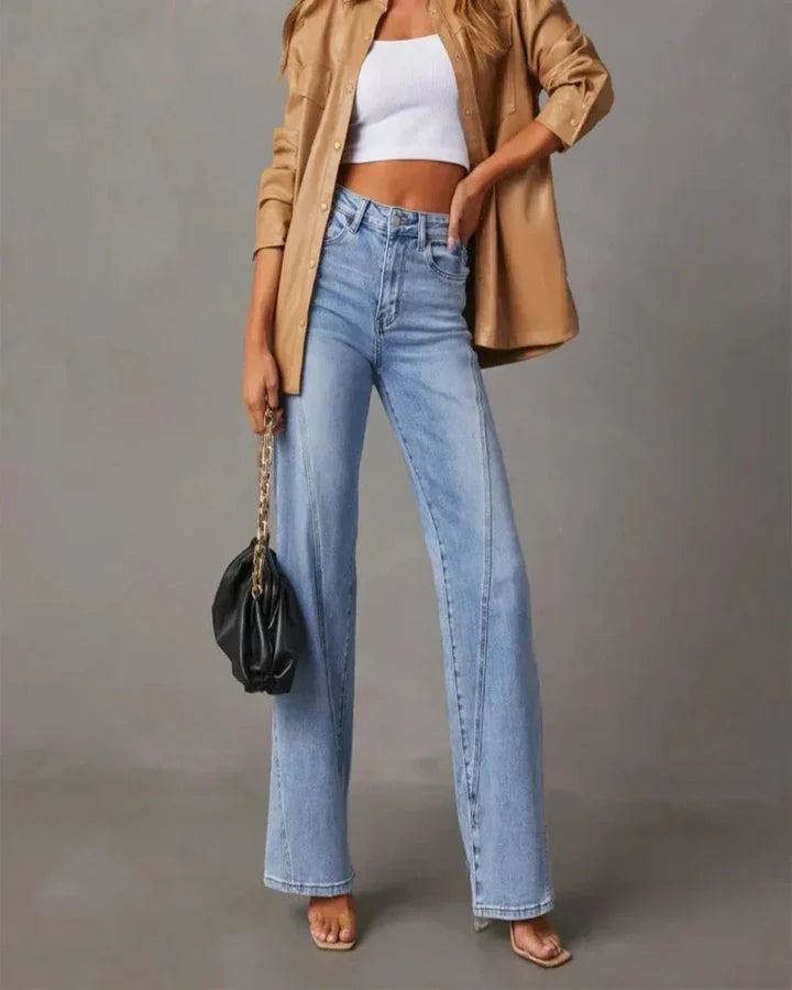 Jazz | Women's Oversized High Waisted Jeans with Ruffled Details-Metro Lane Plaza
