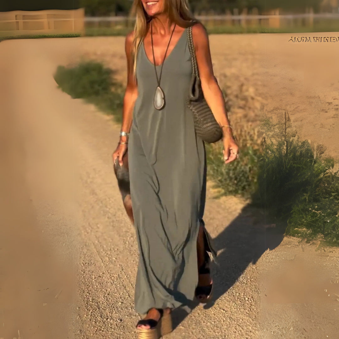Jeanette | Women's Sleeveless Maxi Summer Dress-Metro Lane Plaza