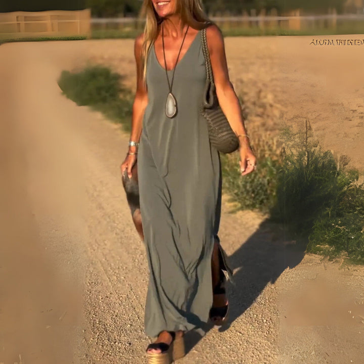 Jeanette | Women's Sleeveless Maxi Summer Dress-Metro Lane Plaza