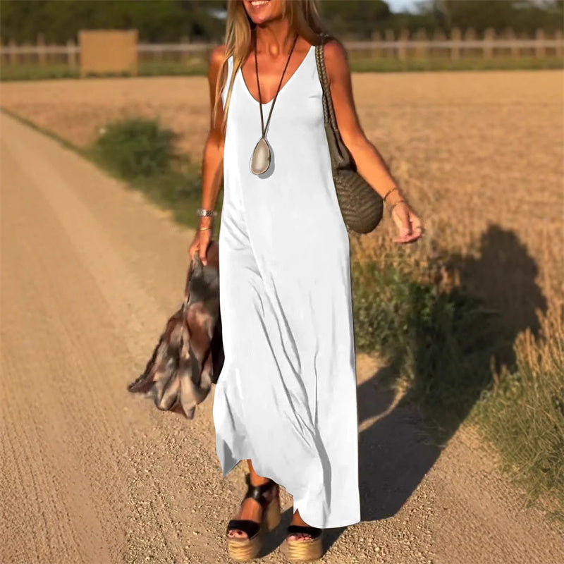 Jeanette | Women's Sleeveless Maxi Summer Dress-Metro Lane Plaza