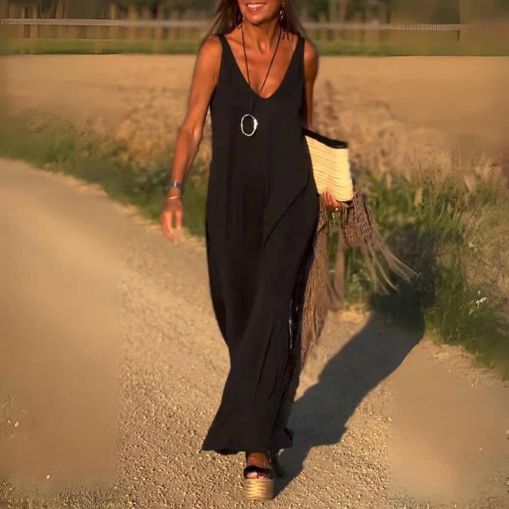 Jeanette | Women's Sleeveless Maxi Summer Dress-Metro Lane Plaza