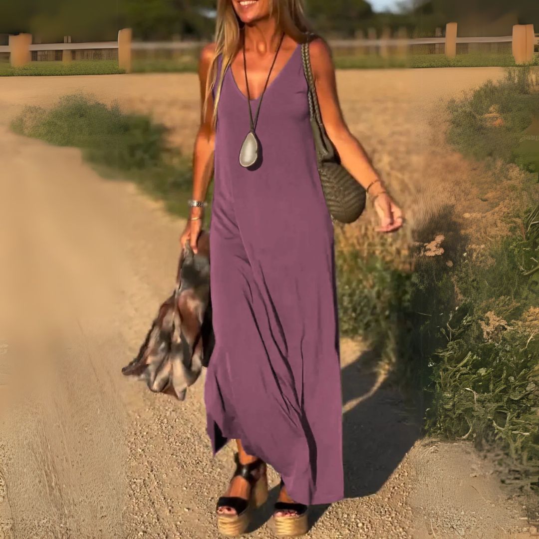 Jeanette | Women's Sleeveless Maxi Summer Dress-Metro Lane Plaza