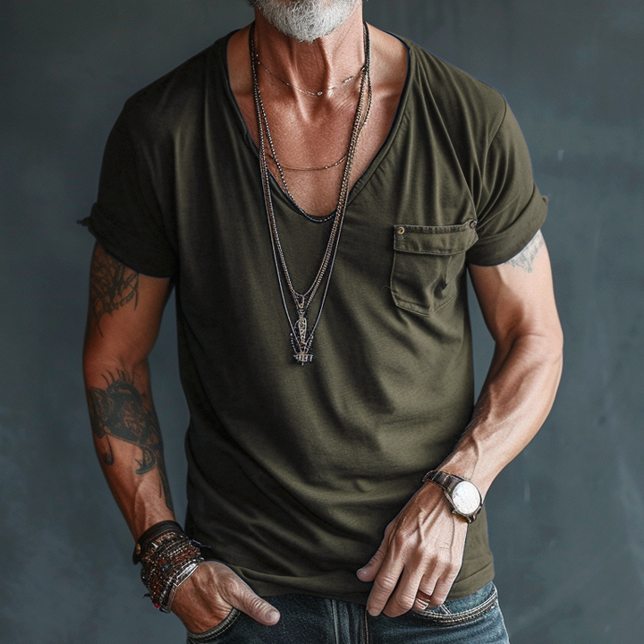 Jeffrey | Men's V-Neck Pocket Tee Shirt