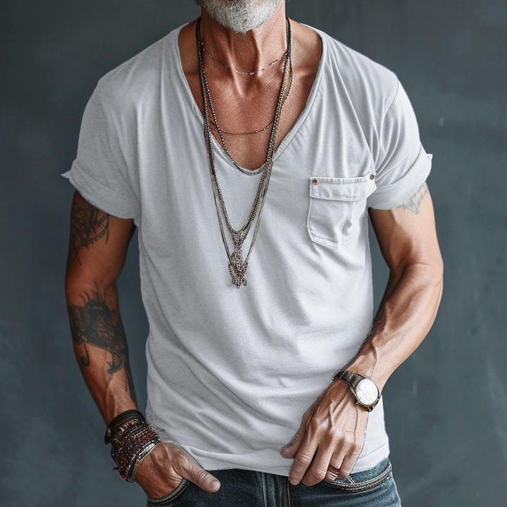 Jeffrey | Men's V-Neck Pocket Tee Shirt