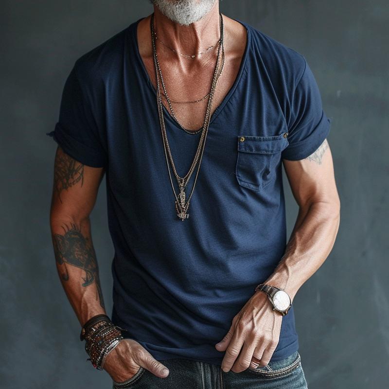 Jeffrey | Men's V-Neck Pocket Tee Shirt