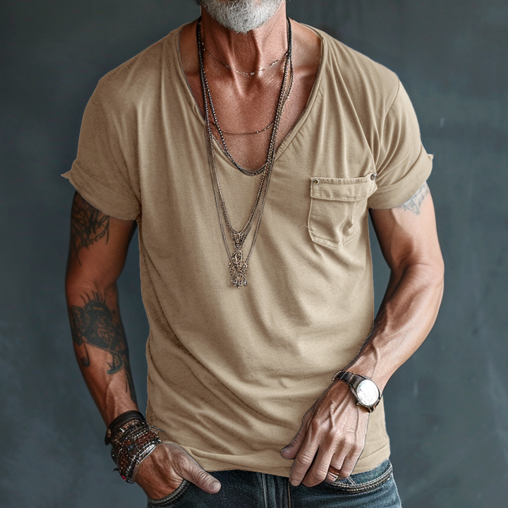 Jeffrey | Men's V-Neck Pocket Tee Shirt