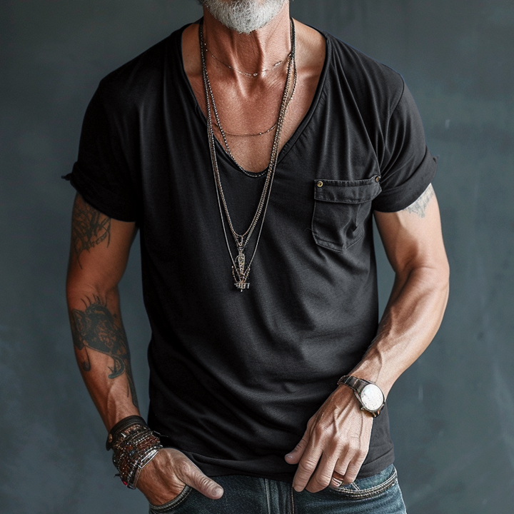 Jeffrey | Men's V-Neck Pocket Tee Shirt