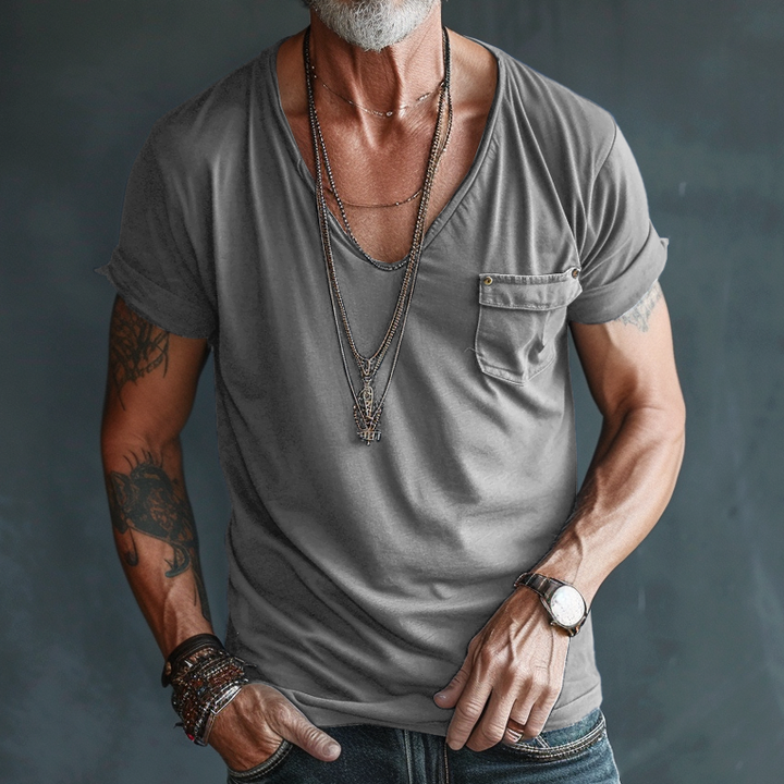 Jeffrey | Men's V-Neck Pocket Tee Shirt