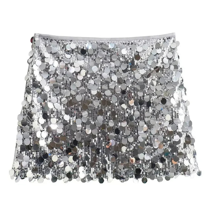 Women's High Waist Sequin Skirt – Shiny Glamour for Festive Style-Metro Lane Plaza