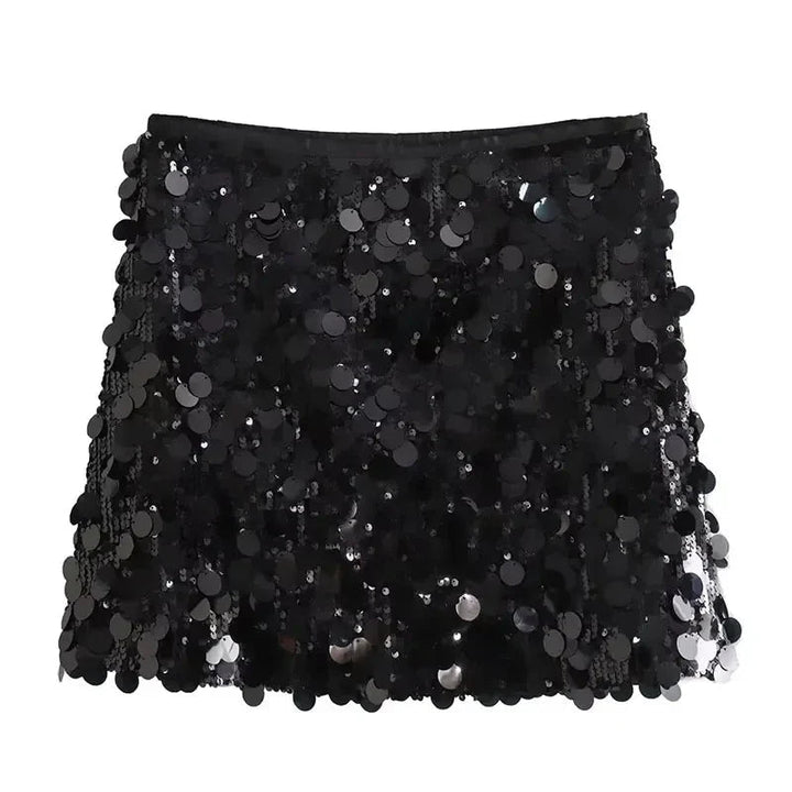 Women's High Waist Sequin Skirt – Shiny Glamour for Festive Style-Metro Lane Plaza