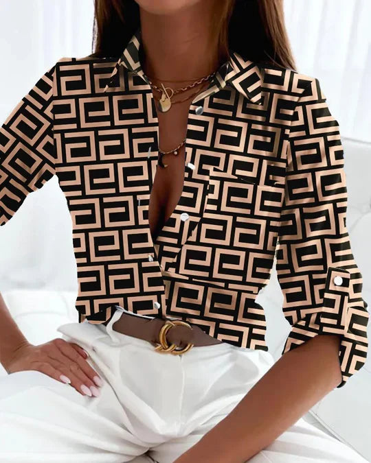 Joan | Women's Classic Button-Down Blouse-Metro Lane Plaza