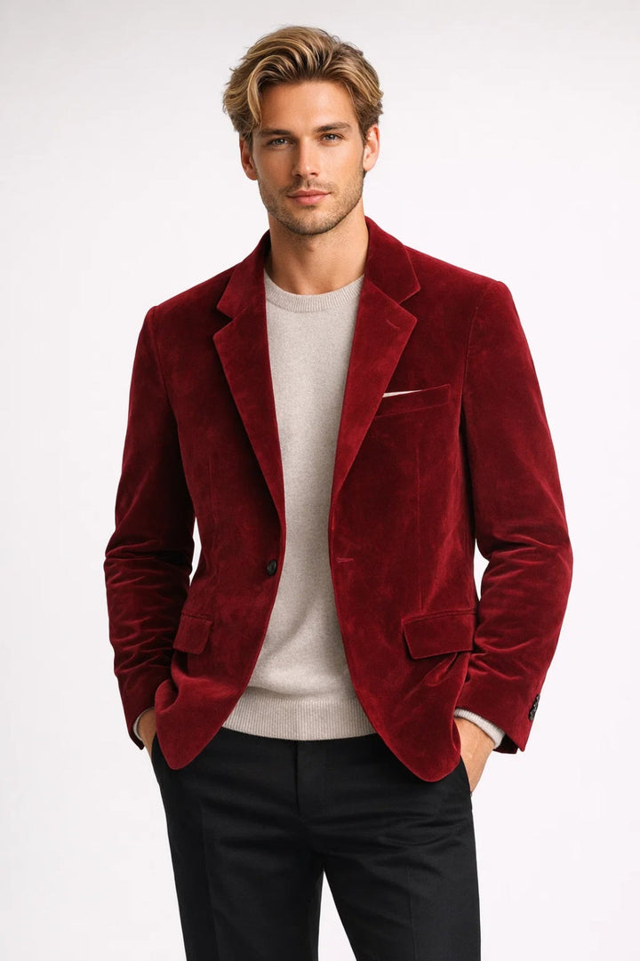 Men's Single-Breasted Velvet Blazer