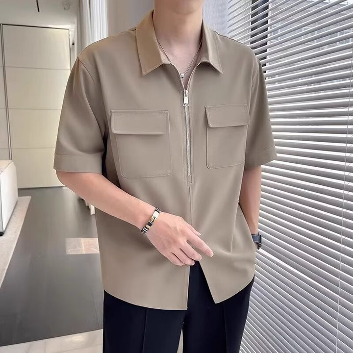 Men's Casual Zip Front Shirt-Metro Lane Plaza