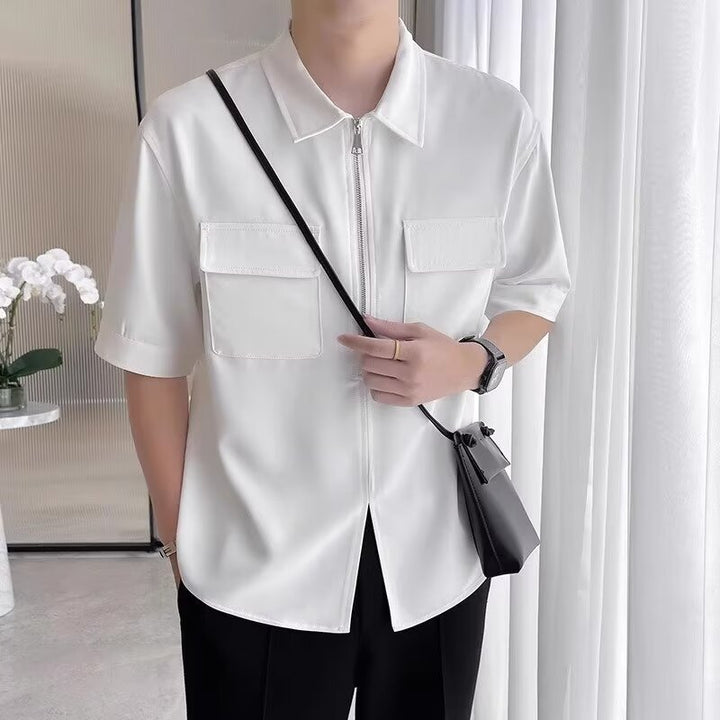 Men's Casual Zip Front Shirt-Metro Lane Plaza