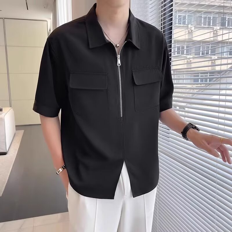 Men's Casual Zip Front Shirt-Metro Lane Plaza