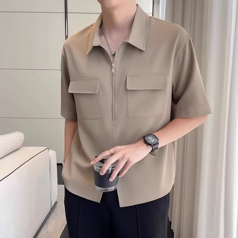 Men's Casual Zip Front Shirt-Metro Lane Plaza