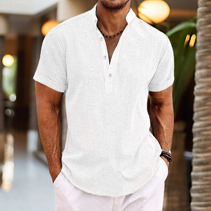 Men's Short Sleeve Henley Shirt | Casual Stylish Top for Men-Metro Lane Plaza