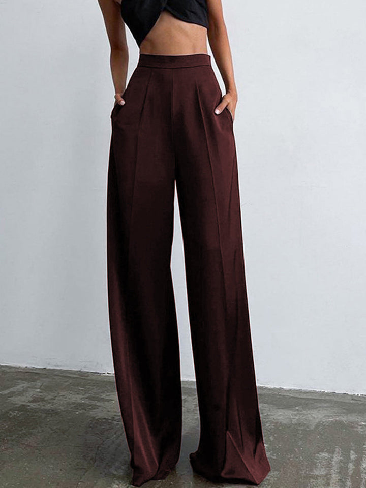 Jorielle | Women's Satin Trousers | Oversized Wide Pants with Shine-Metro Lane Plaza