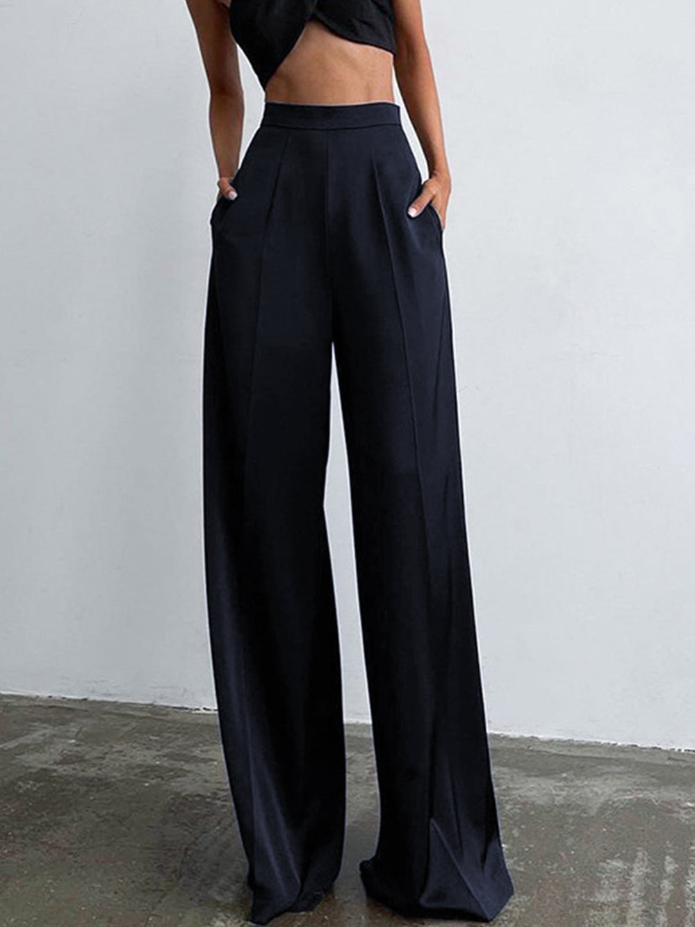 Jorielle | Women's Satin Trousers | Oversized Wide Pants with Shine-Metro Lane Plaza