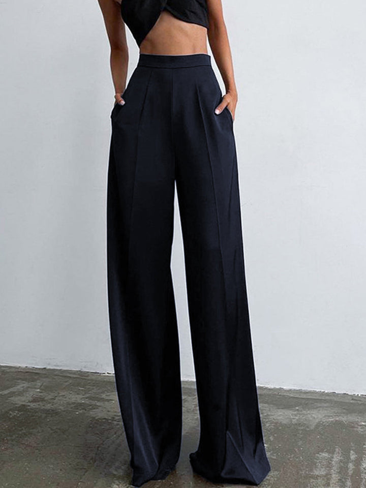Jorielle | Women's Satin Trousers | Oversized Wide Pants with Shine-Metro Lane Plaza