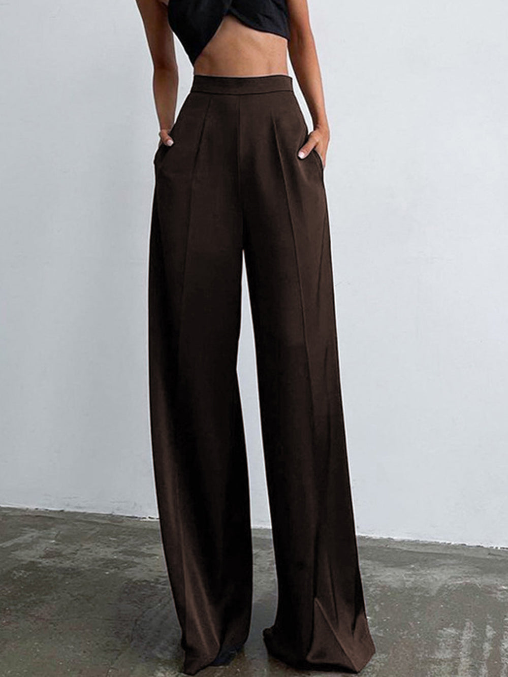 Jorielle | Women's Satin Trousers | Oversized Wide Pants with Shine-Metro Lane Plaza