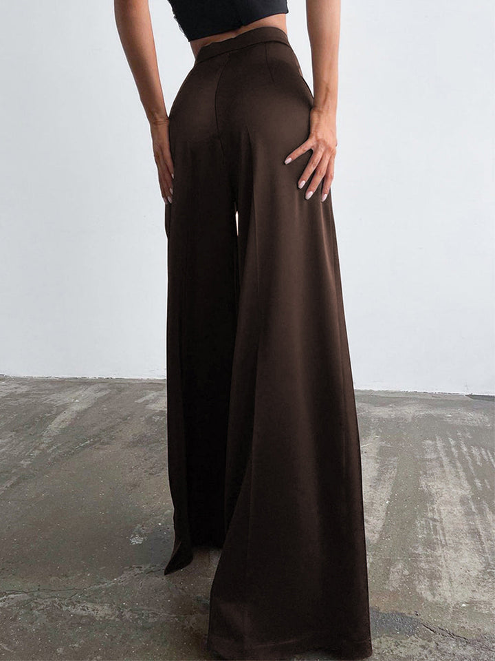 Jorielle | Women's Satin Trousers | Oversized Wide Pants with Shine-Metro Lane Plaza