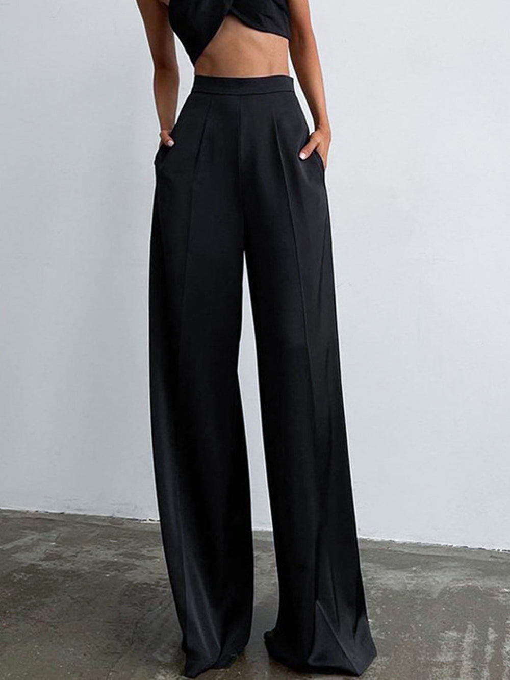 Jorielle | Women's Satin Trousers | Oversized Wide Pants with Shine-Metro Lane Plaza