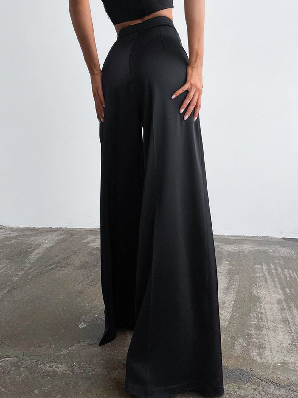 Jorielle | Women's Satin Trousers | Oversized Wide Pants with Shine-Metro Lane Plaza