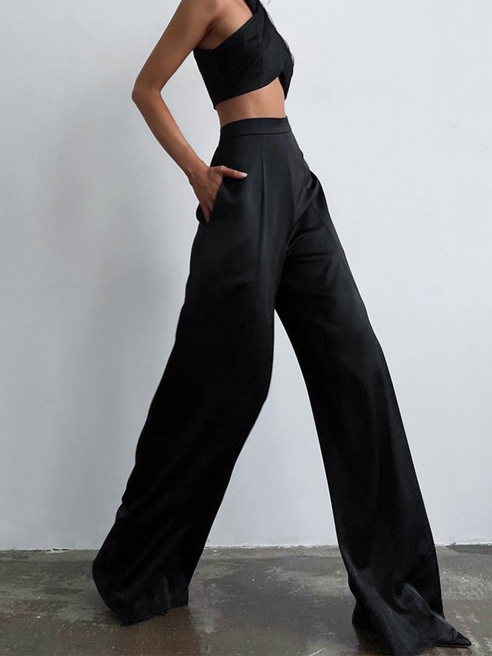 Jorielle | Women's Satin Trousers | Oversized Wide Pants with Shine-Metro Lane Plaza
