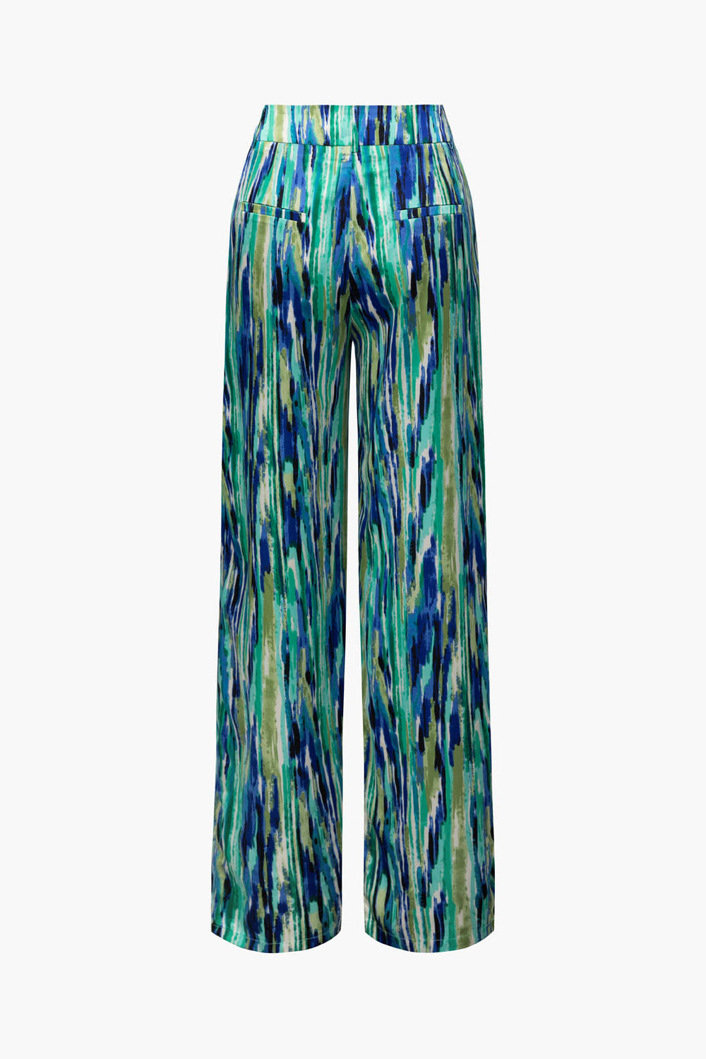 Jossara | Women's High-Waisted Marble Print Loose Fit Trousers-Metro Lane Plaza