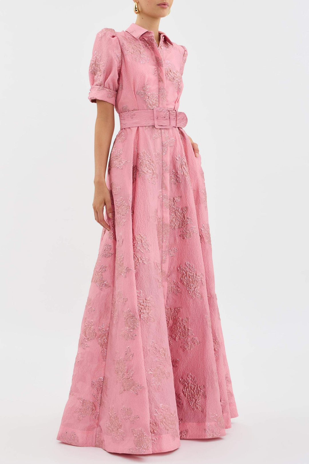 Women's Elegant Short Puff Sleeve Dress-Metro Lane Plaza
