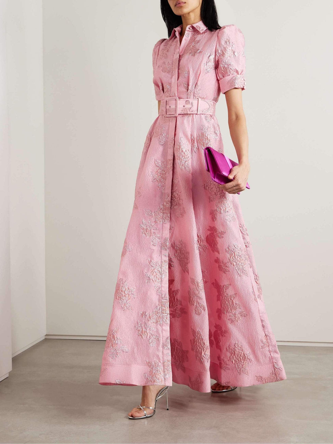 Women's Elegant Short Puff Sleeve Dress-Metro Lane Plaza