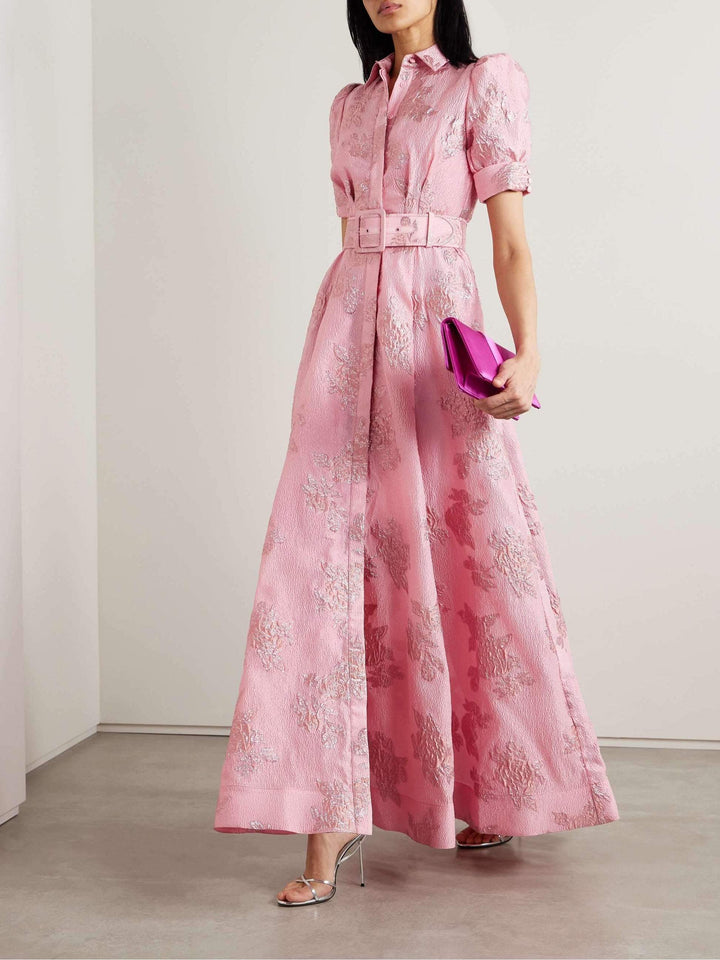 Women's Elegant Short Puff Sleeve Dress-Metro Lane Plaza