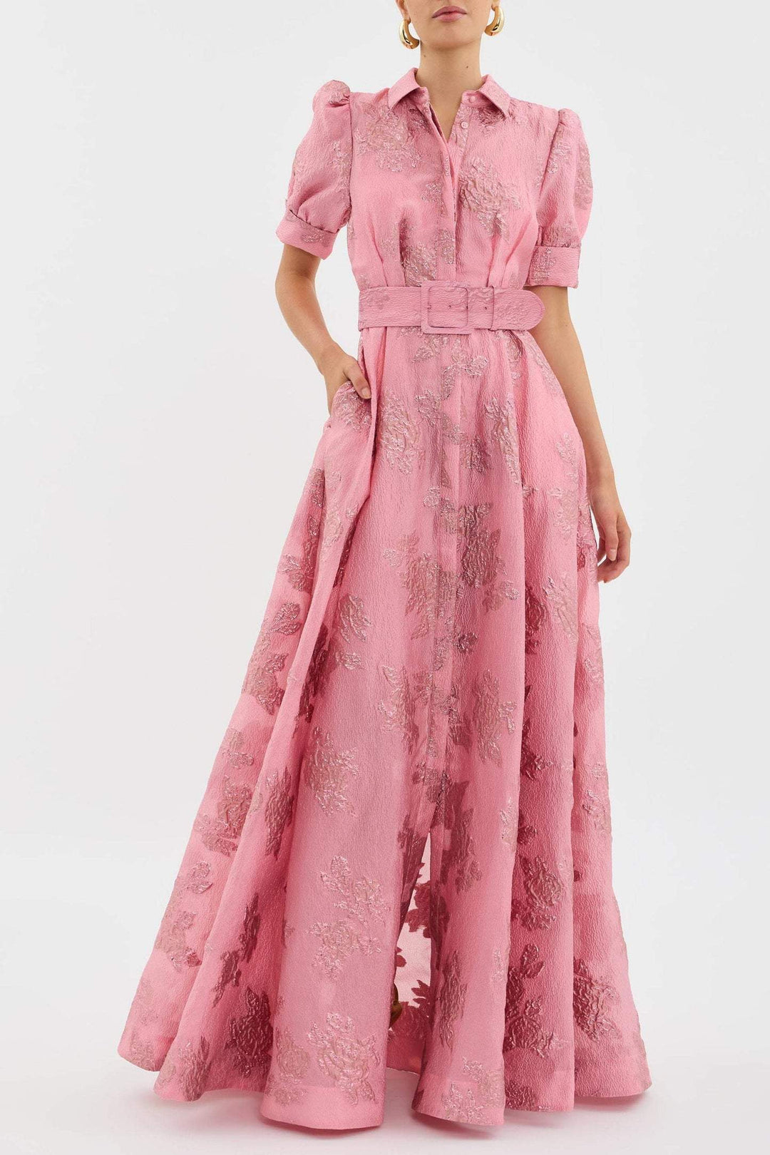 Women's Elegant Short Puff Sleeve Dress-Metro Lane Plaza