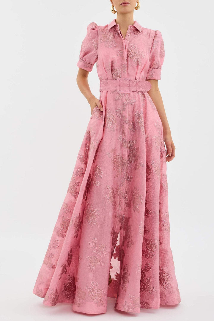 Women's Elegant Short Puff Sleeve Dress-Metro Lane Plaza