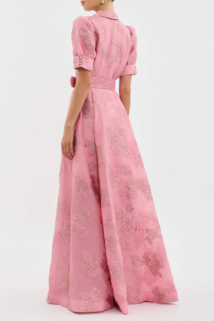 Women's Elegant Short Puff Sleeve Dress-Metro Lane Plaza