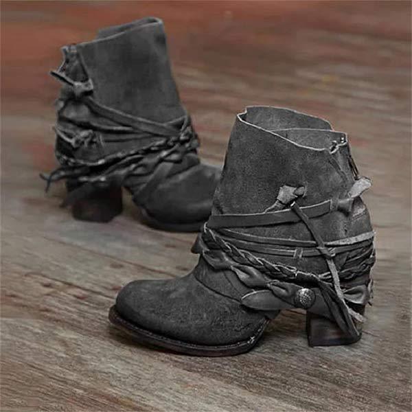 Botins western elegantes para mulher em pele sintética, com salto confortável