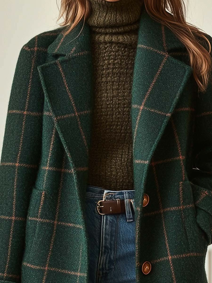 Women's Classic Plaid Long Coat