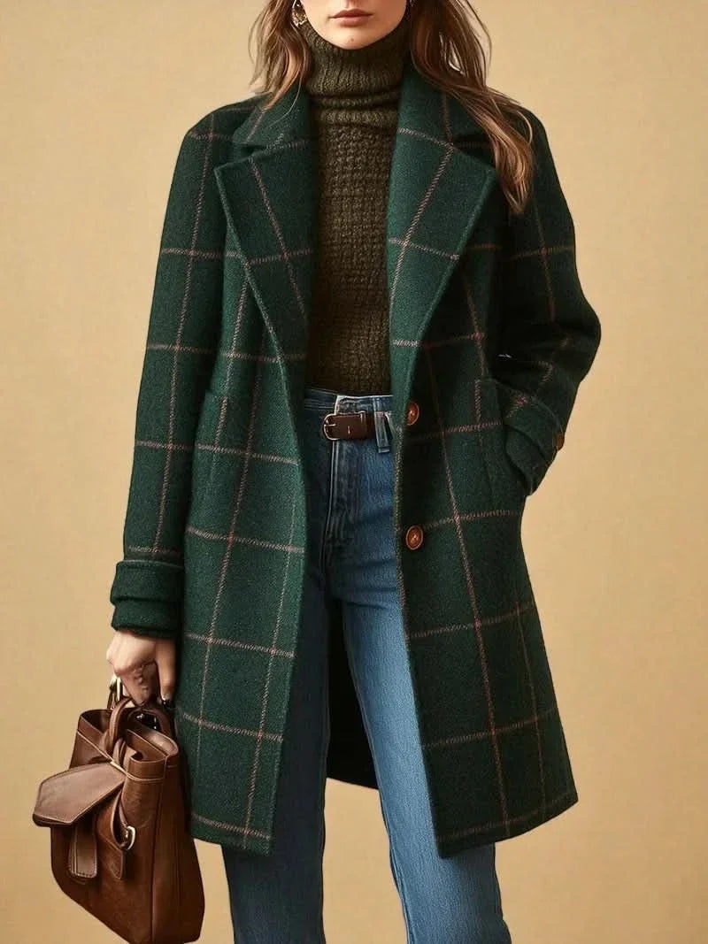 Women's Classic Plaid Long Coat