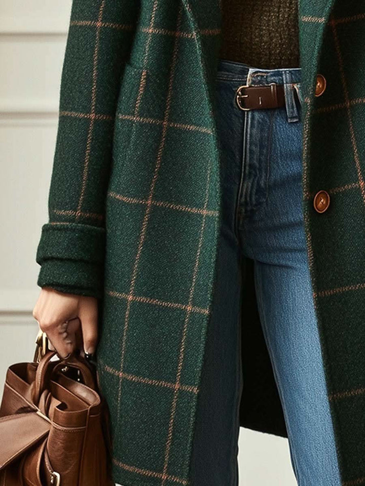 Women's Classic Plaid Long Coat