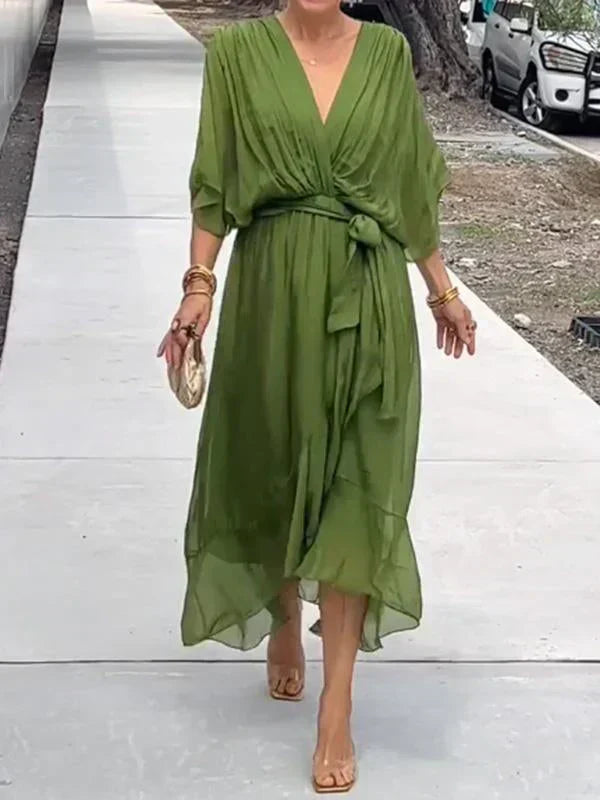 Women's Flowy Casual Midi Dress-Metro Lane Plaza