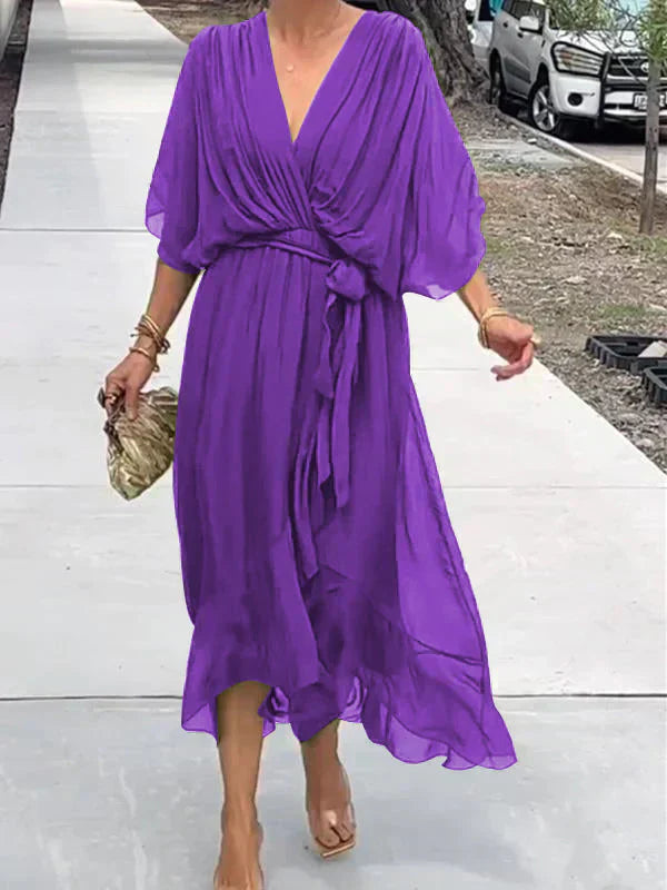 Women's Flowy Casual Midi Dress-Metro Lane Plaza