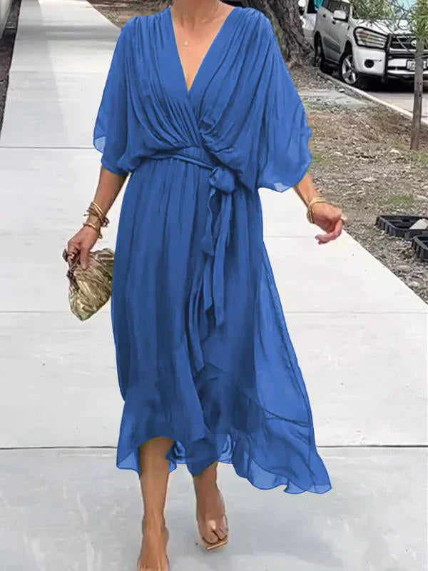 Women's Flowy Casual Midi Dress-Metro Lane Plaza